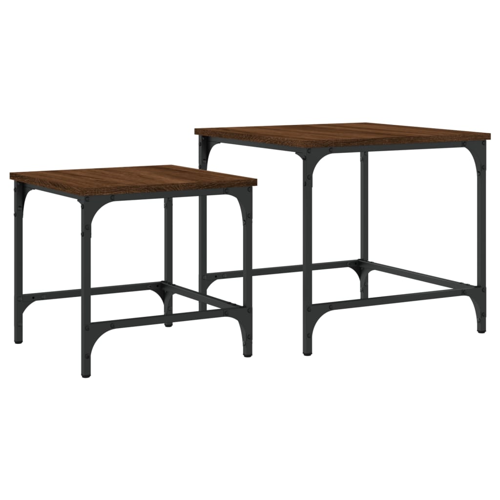 2-delige Tafeltjesset bewerkt hout bruin eikenkleur is nu te koop bij PeponiXL, paradijselijk wonen!