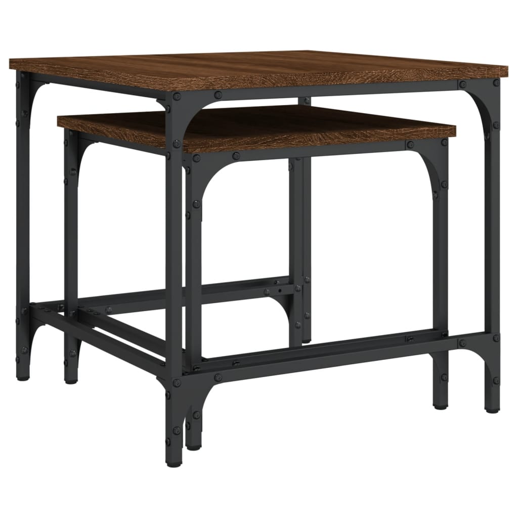 2-delige Tafeltjesset bewerkt hout bruin eikenkleur is nu te koop bij PeponiXL, paradijselijk wonen!