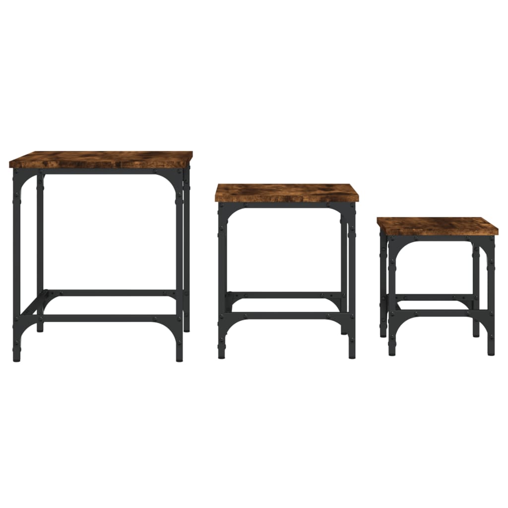 3-delige Tafeltjesset bewerkt hout gerookt eikenkleurig is nu te koop bij PeponiXL, paradijselijk wonen!