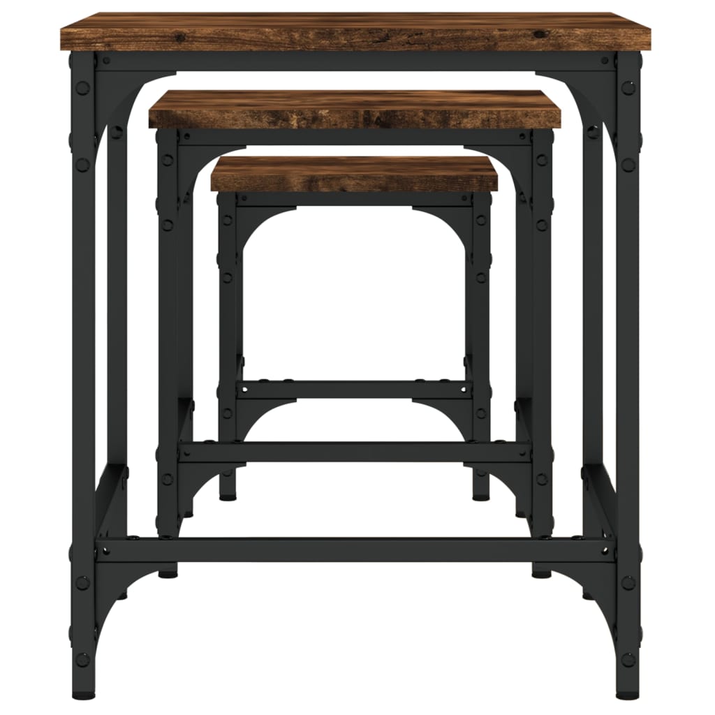 3-delige Tafeltjesset bewerkt hout gerookt eikenkleurig is nu te koop bij PeponiXL, paradijselijk wonen!