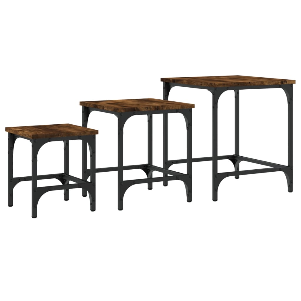 3-delige Tafeltjesset bewerkt hout gerookt eikenkleurig is nu te koop bij PeponiXL, paradijselijk wonen!