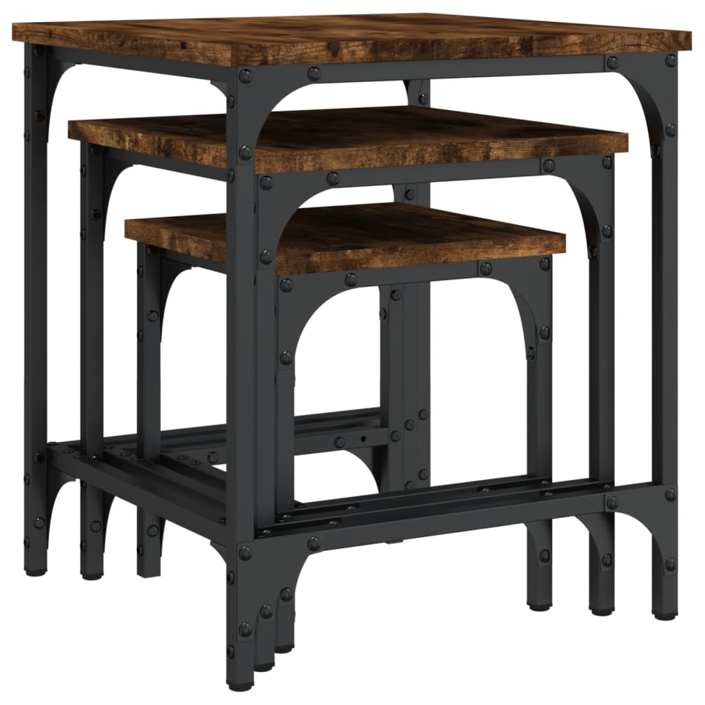 3-delige Tafeltjesset bewerkt hout gerookt eikenkleurig is nu te koop bij PeponiXL, paradijselijk wonen!