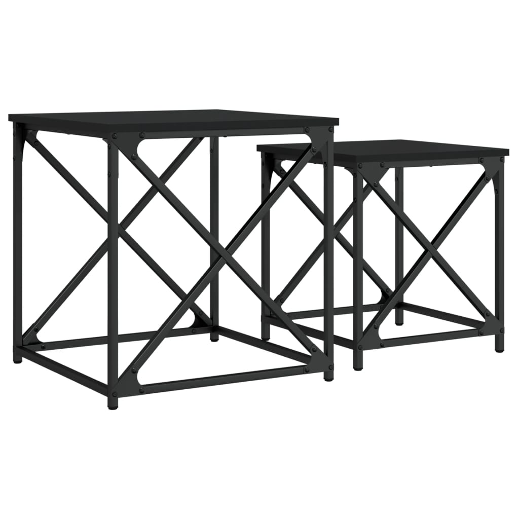 2-delige Tafeltjesset bewerkt hout zwart is nu te koop bij PeponiXL, paradijselijk wonen!