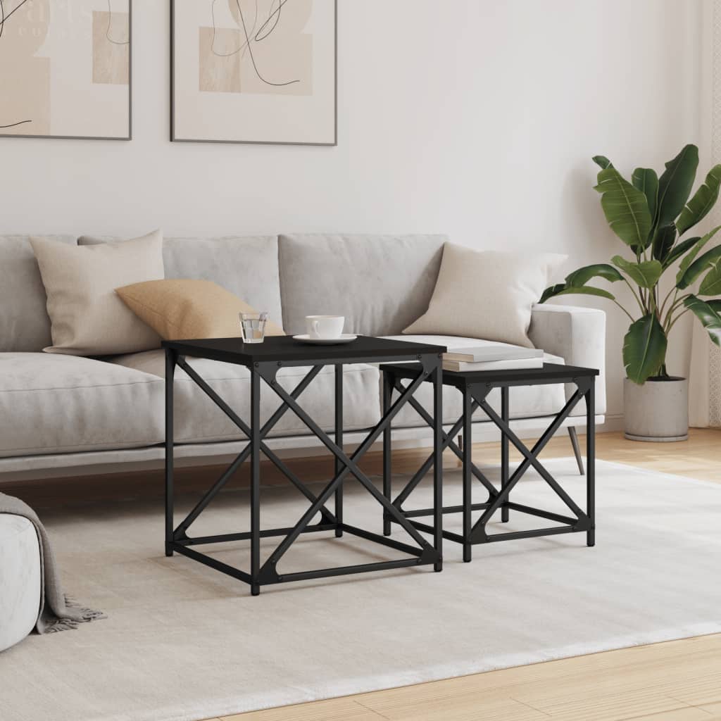 2-delige Tafeltjesset bewerkt hout zwart is nu te koop bij PeponiXL, paradijselijk wonen!
