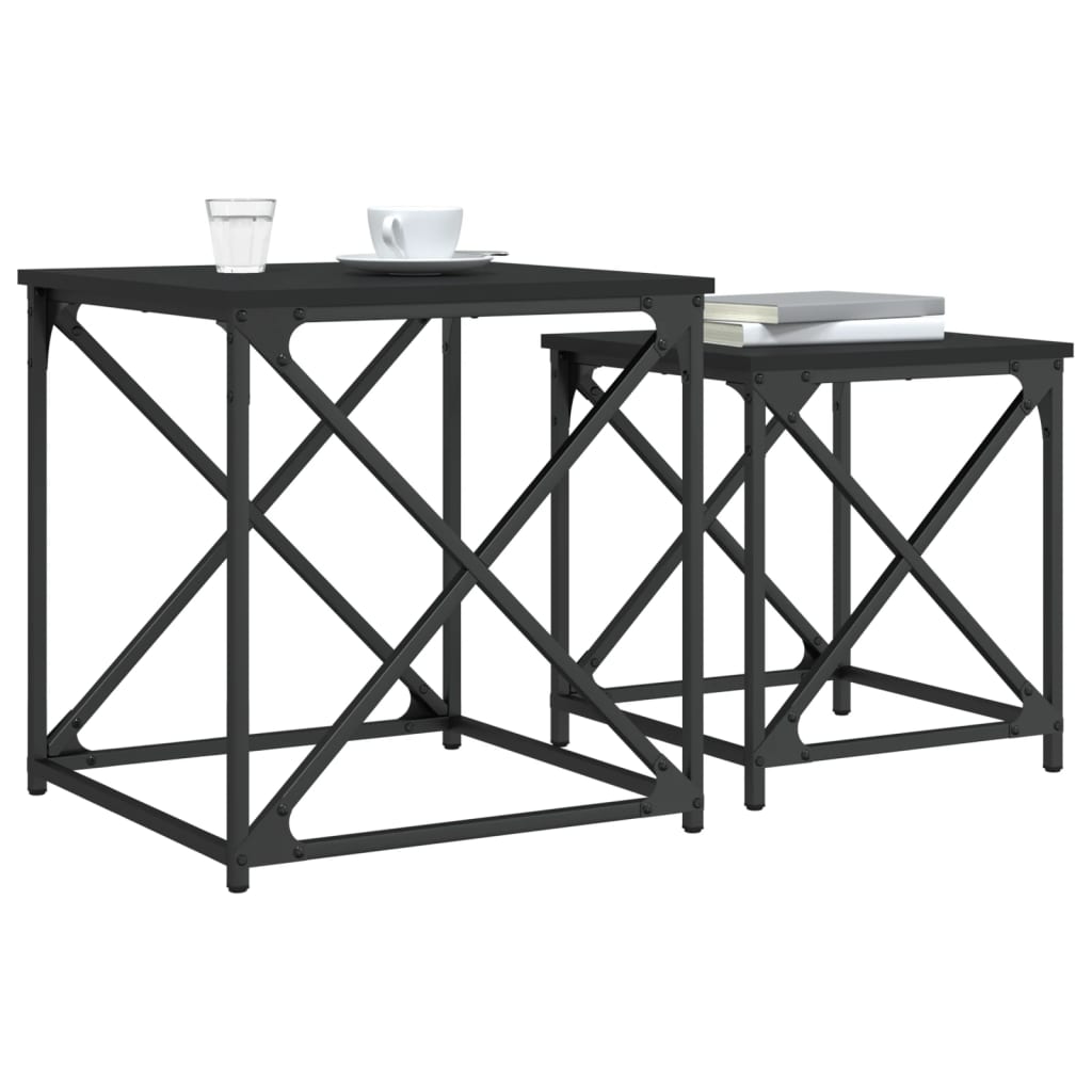 2-delige Tafeltjesset bewerkt hout zwart is nu te koop bij PeponiXL, paradijselijk wonen!
