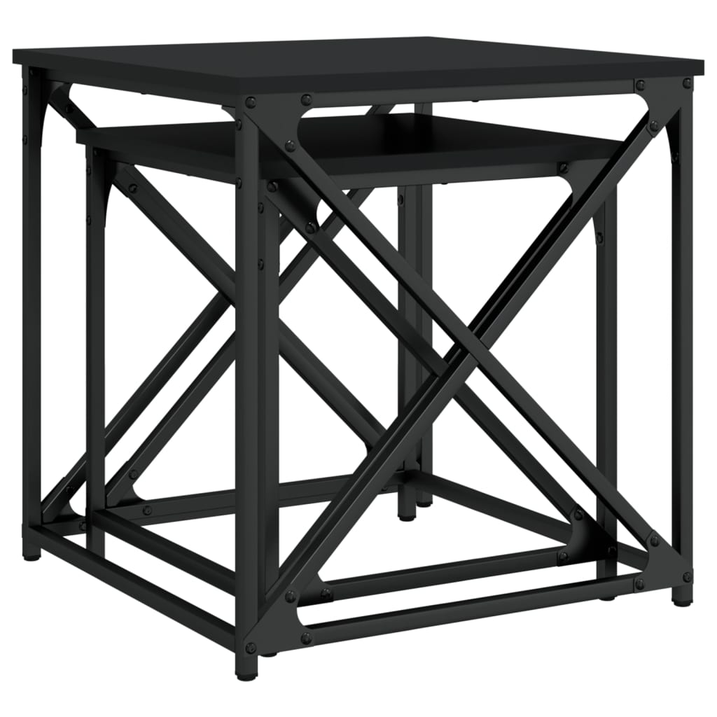 2-delige Tafeltjesset bewerkt hout zwart is nu te koop bij PeponiXL, paradijselijk wonen!