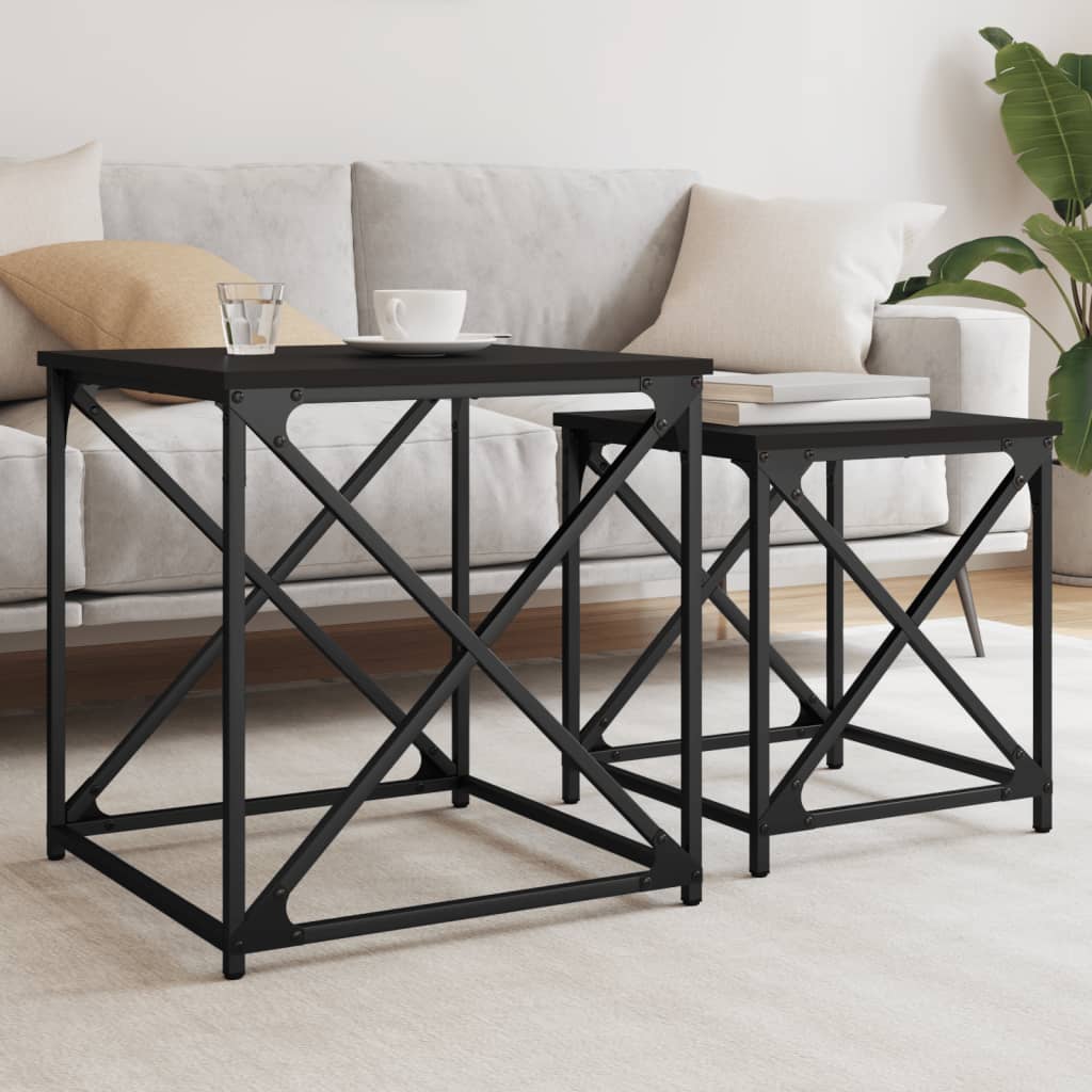 2-delige Tafeltjesset bewerkt hout zwart is nu te koop bij PeponiXL, paradijselijk wonen!