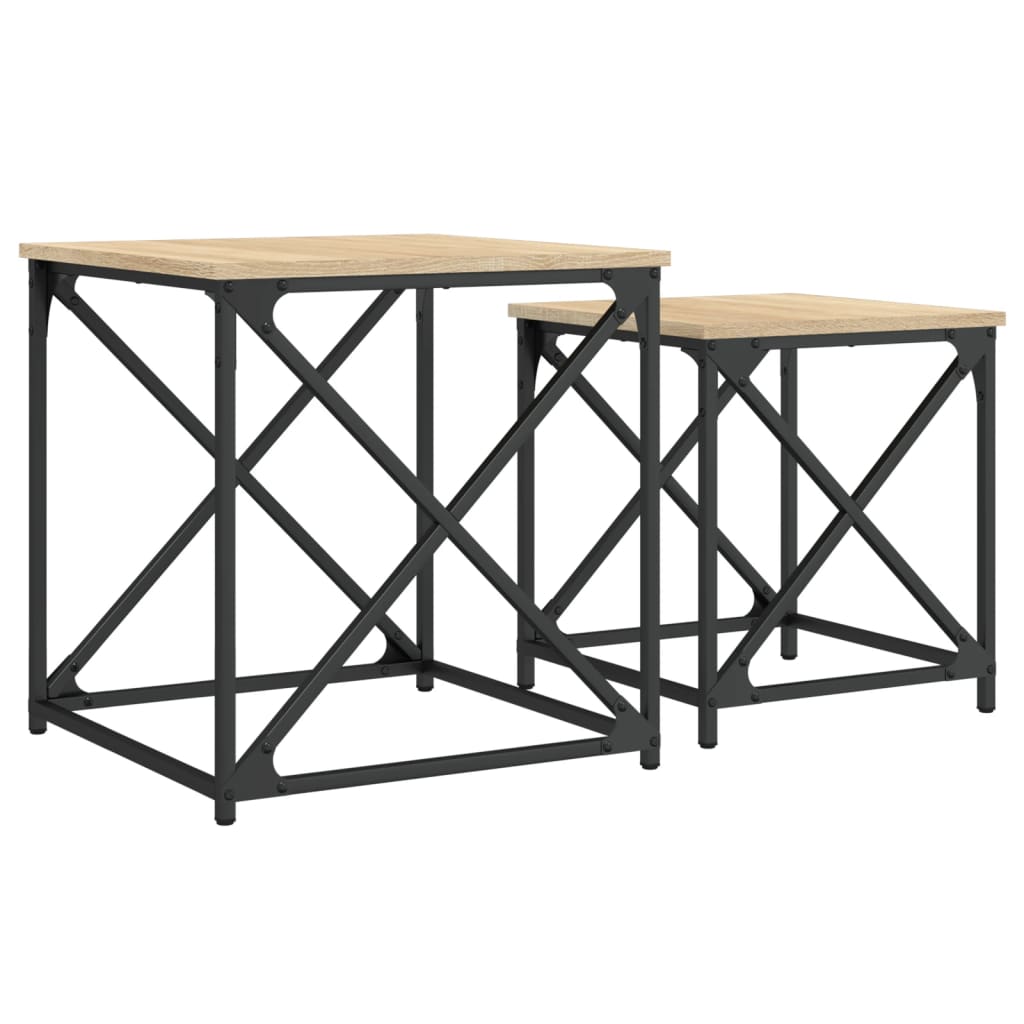 2-delige Tafeltjesset bewerkt hout sonoma eikenkleurig is nu te koop bij PeponiXL, paradijselijk wonen!