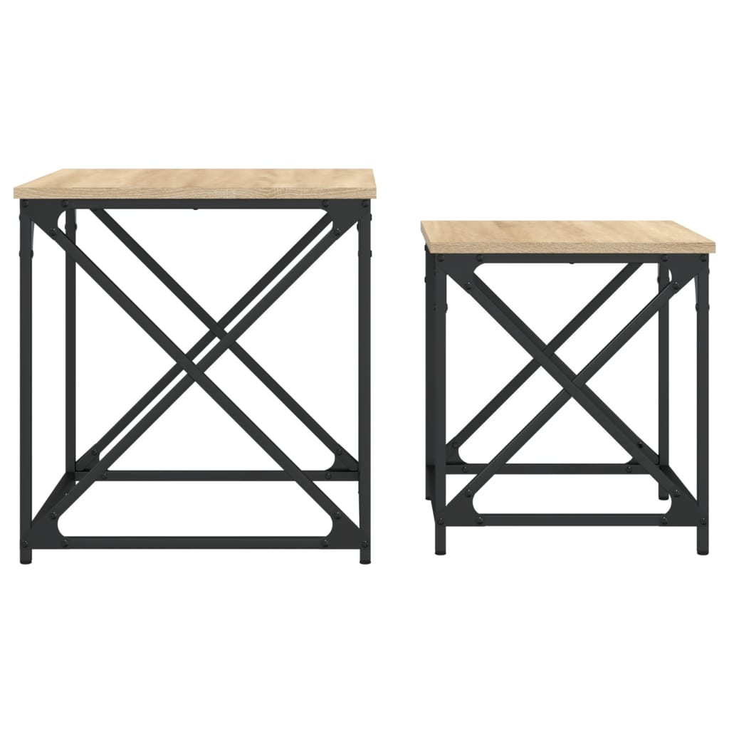 2-delige Tafeltjesset bewerkt hout sonoma eikenkleurig is nu te koop bij PeponiXL, paradijselijk wonen!