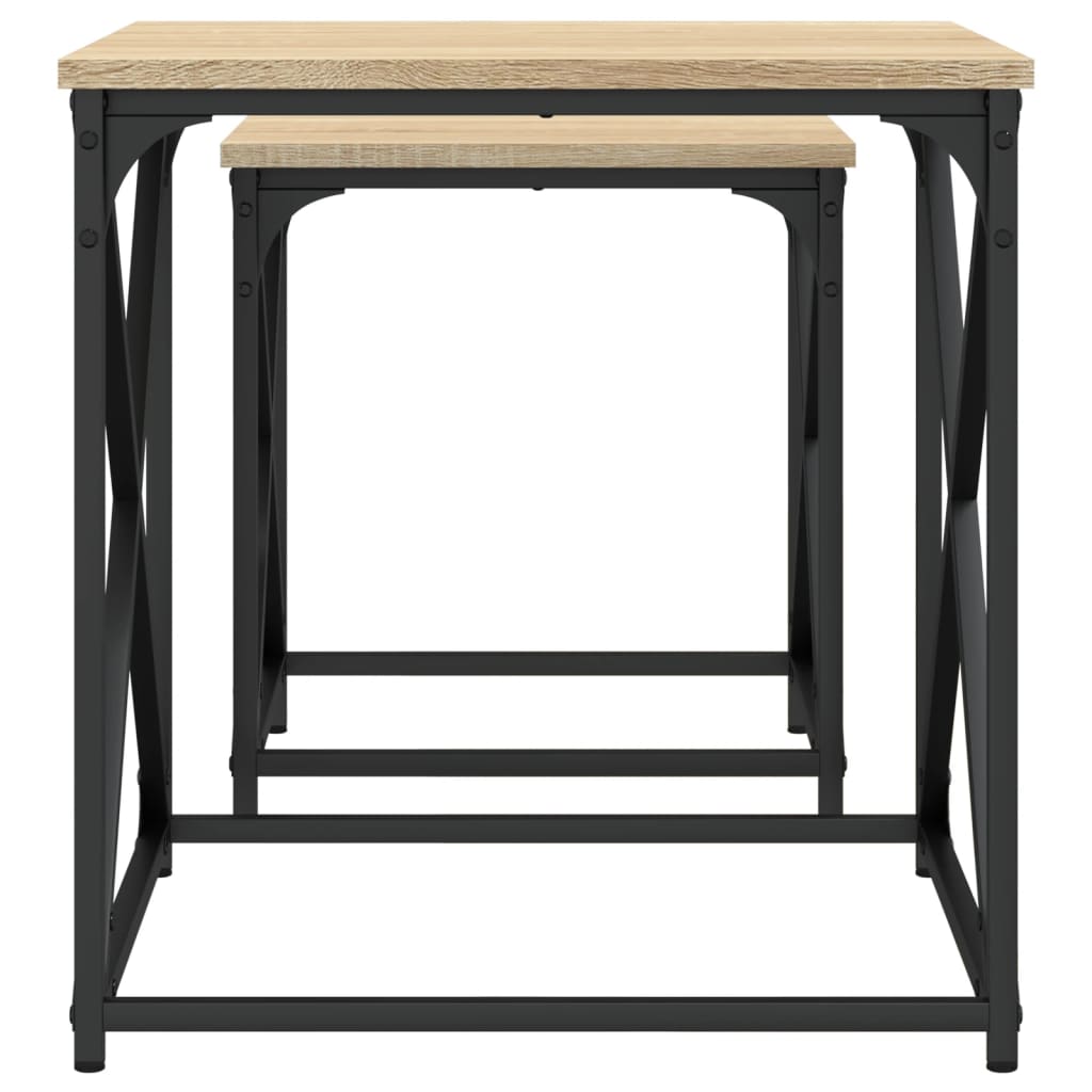 2-delige Tafeltjesset bewerkt hout sonoma eikenkleurig is nu te koop bij PeponiXL, paradijselijk wonen!