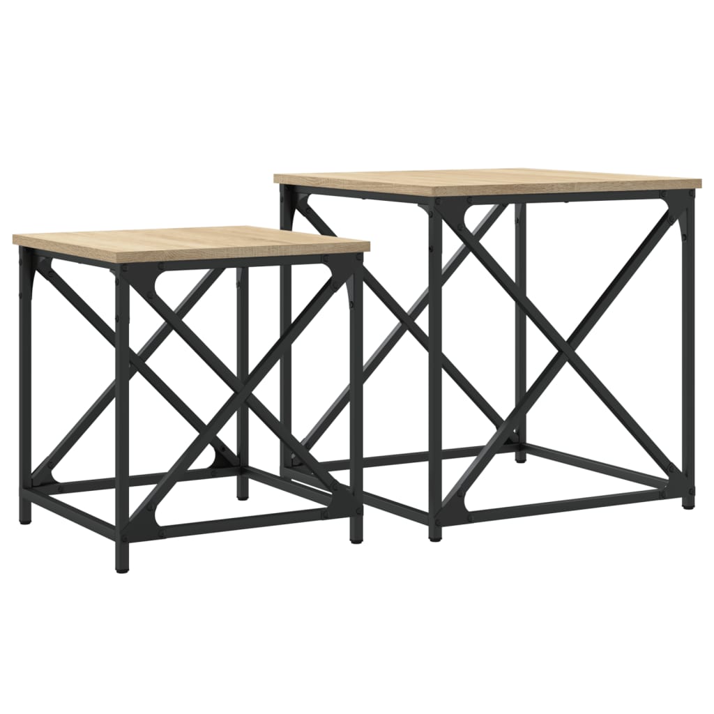 2-delige Tafeltjesset bewerkt hout sonoma eikenkleurig is nu te koop bij PeponiXL, paradijselijk wonen!