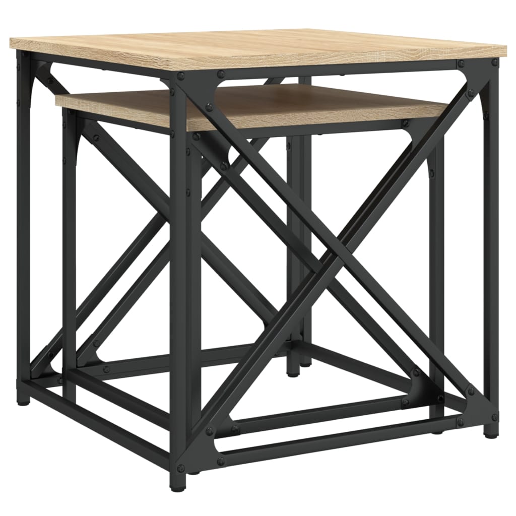 2-delige Tafeltjesset bewerkt hout sonoma eikenkleurig is nu te koop bij PeponiXL, paradijselijk wonen!