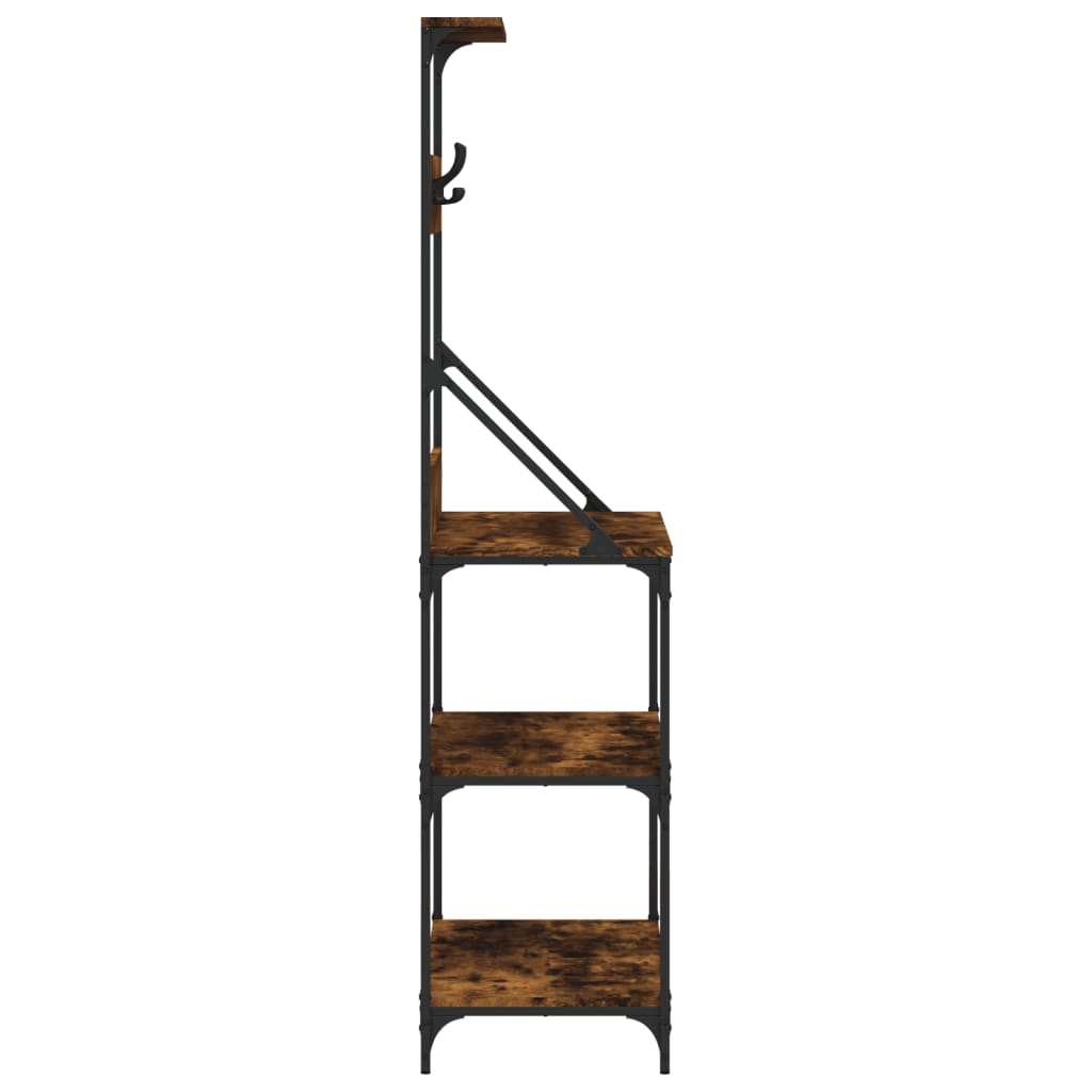 Bakkersrek met haken 4-laags bewerkt hout gerookt eikenkleurig is nu te koop bij PeponiXL, paradijselijk wonen!