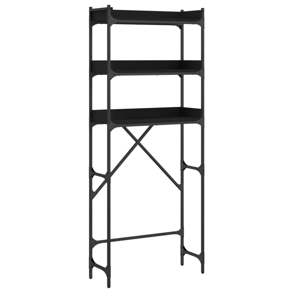 Wasmachinekast 67x25x163 cm bewerkt hout zwart is nu te koop bij PeponiXL, paradijselijk wonen!