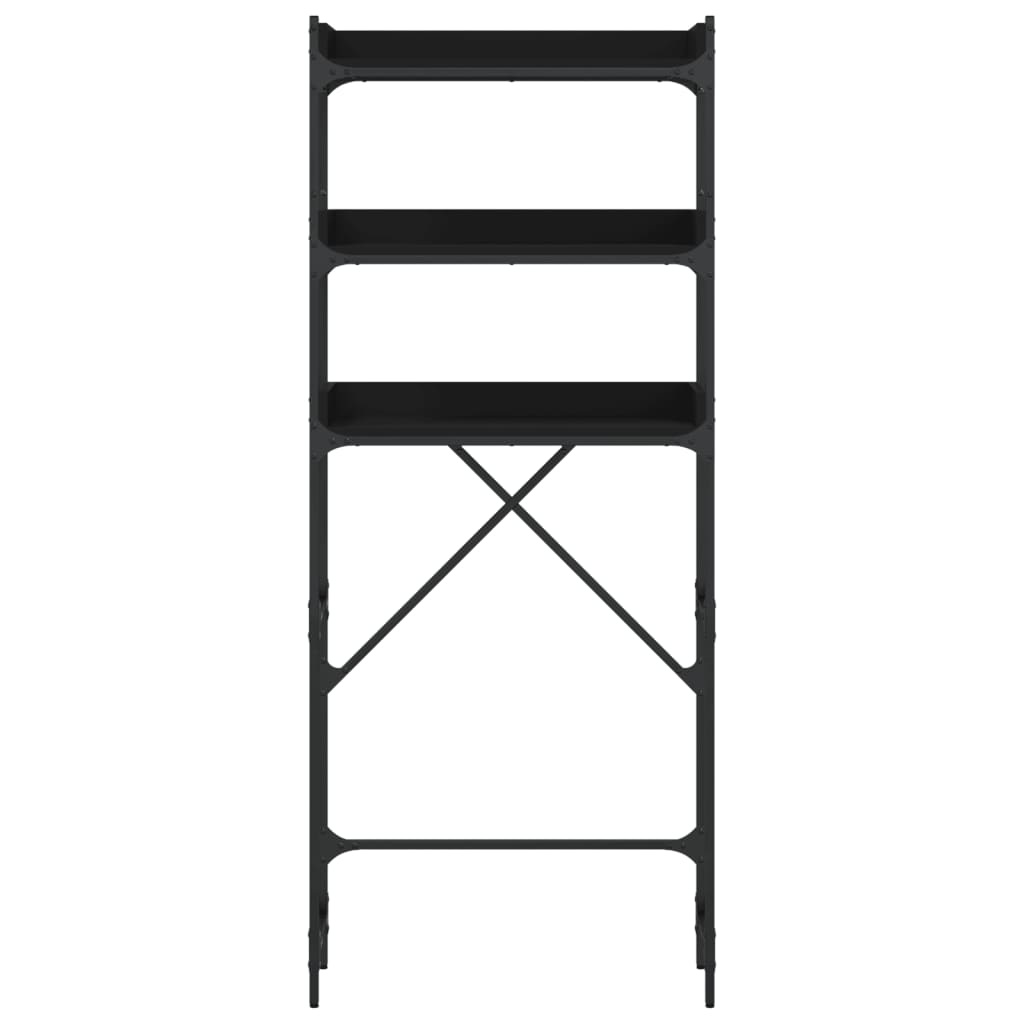 Wasmachinekast 67x25x163 cm bewerkt hout zwart is nu te koop bij PeponiXL, paradijselijk wonen!