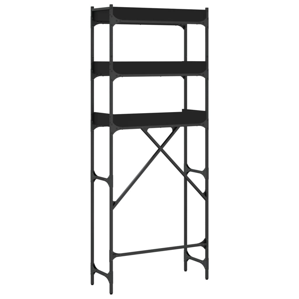 Wasmachinekast 67x25x163 cm bewerkt hout zwart is nu te koop bij PeponiXL, paradijselijk wonen!