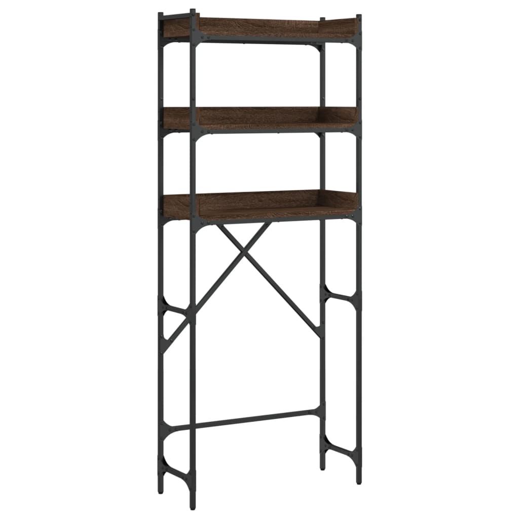 Wasmachinerek 67x25x163 cm bewerkt hout bruin eikenkleur is nu te koop bij PeponiXL, paradijselijk wonen!