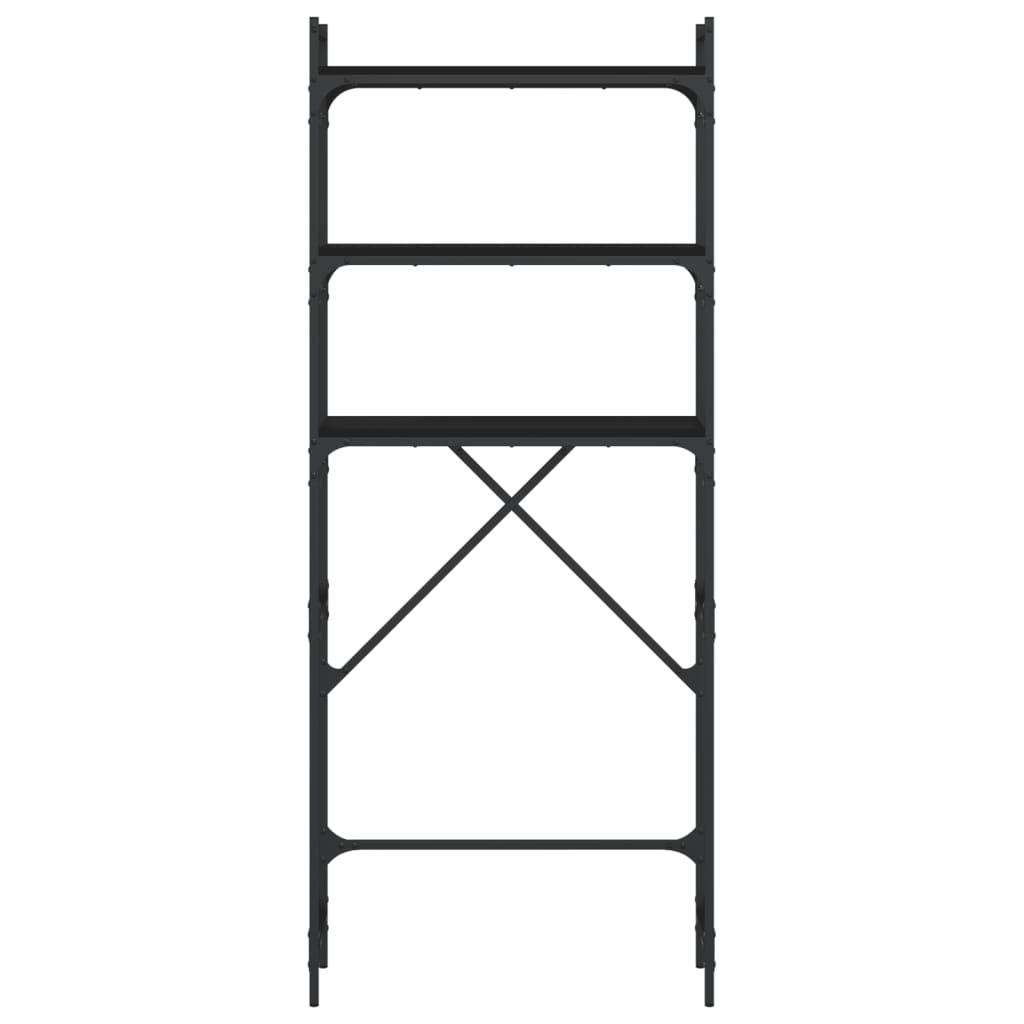Wasmachinerek 67x25x163 cm bewerkt hout zwart is nu te koop bij PeponiXL, paradijselijk wonen!
