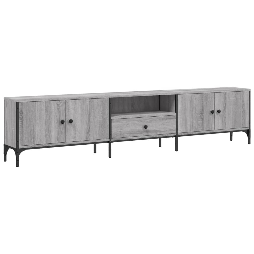 Tv-meubel met lade 200x25x44 cm bewerkt hout grijs sonoma eiken is nu te koop bij PeponiXL, paradijselijk wonen!