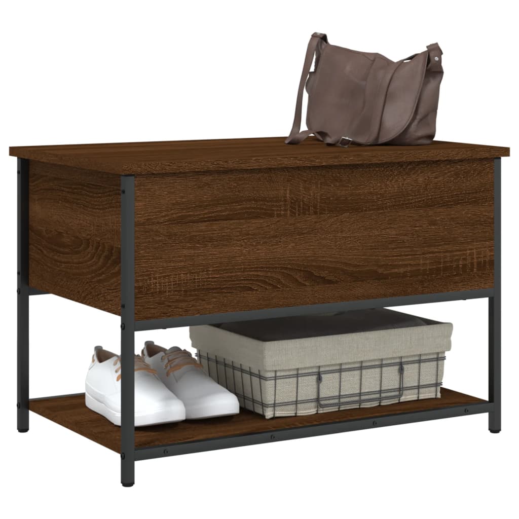 Opbergbankje 70x42,5x47 cm bewerkt hout bruin eikenkleur is nu te koop bij PeponiXL, paradijselijk wonen!
