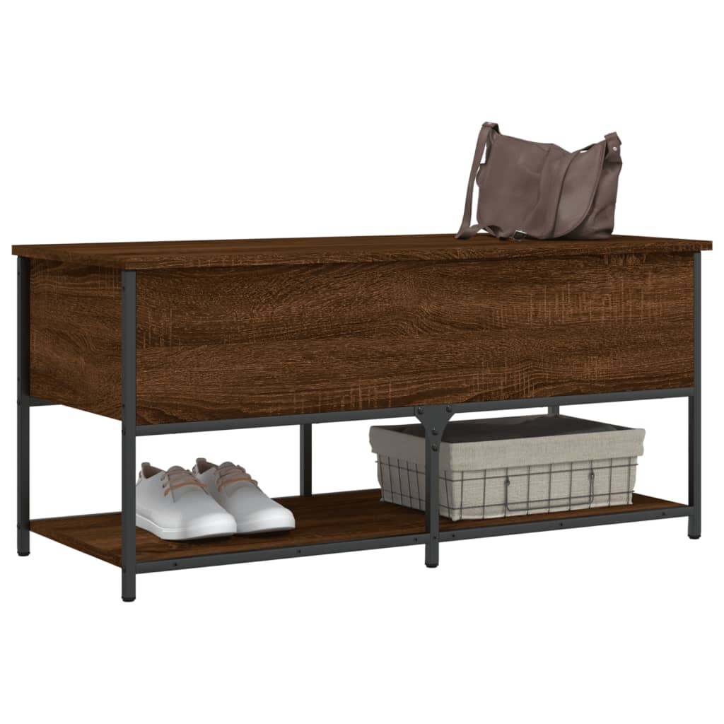 Opbergbankje 100x42,5x47 cm bewerkt hout bruin eikenkleur is nu te koop bij PeponiXL, paradijselijk wonen!