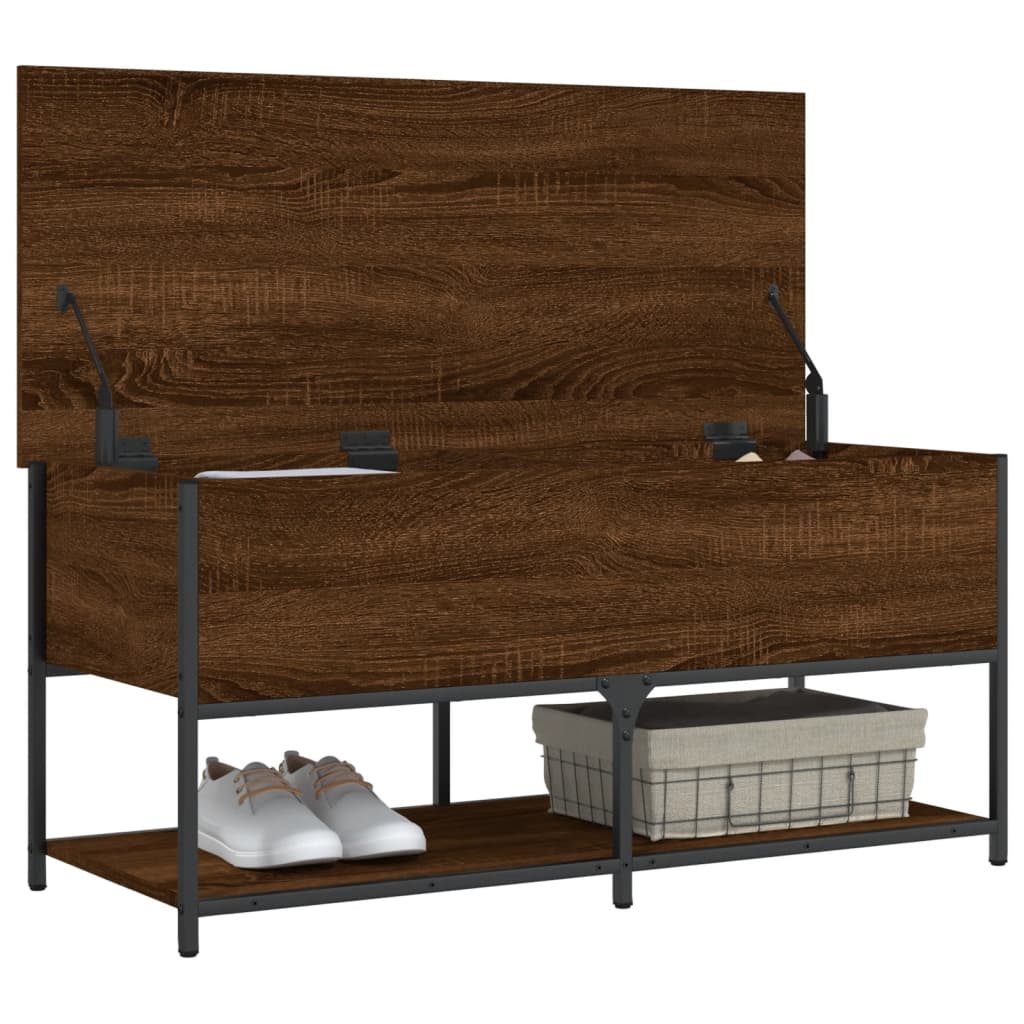Opbergbankje 100x42,5x47 cm bewerkt hout bruin eikenkleur is nu te koop bij PeponiXL, paradijselijk wonen!