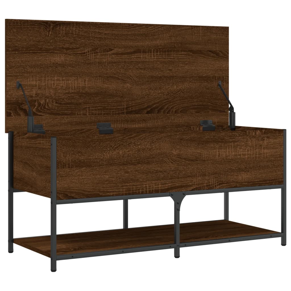 Opbergbankje 100x42,5x47 cm bewerkt hout bruin eikenkleur is nu te koop bij PeponiXL, paradijselijk wonen!