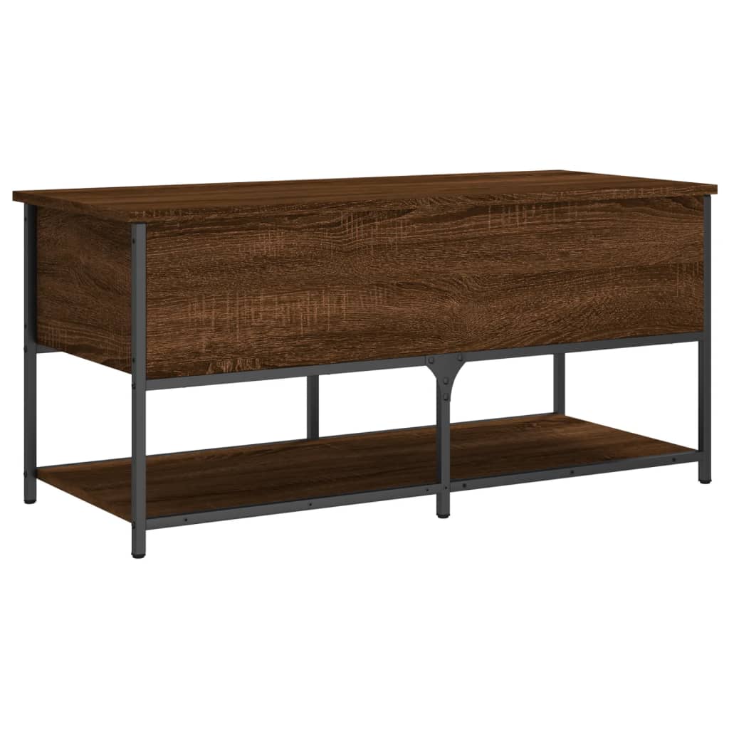 Opbergbankje 100x42,5x47 cm bewerkt hout bruin eikenkleur is nu te koop bij PeponiXL, paradijselijk wonen!