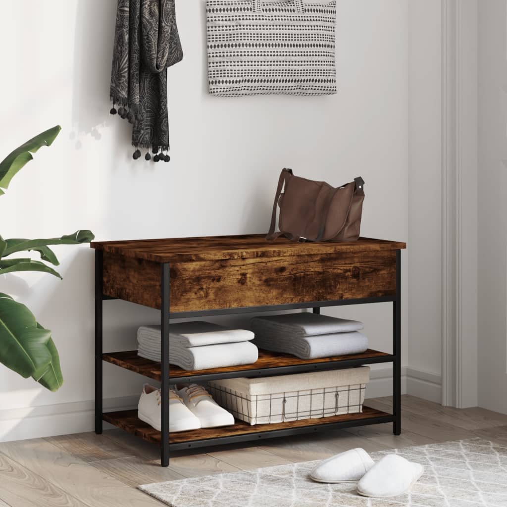 Schoenenbankje 70x42,5x50 cm bewerkt hout gerookt eikenkleurig is nu te koop bij PeponiXL, paradijselijk wonen!