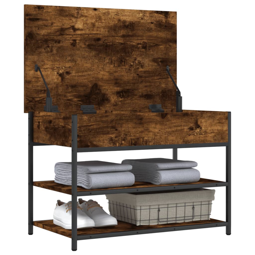 Schoenenbankje 70x42,5x50 cm bewerkt hout gerookt eikenkleurig is nu te koop bij PeponiXL, paradijselijk wonen!