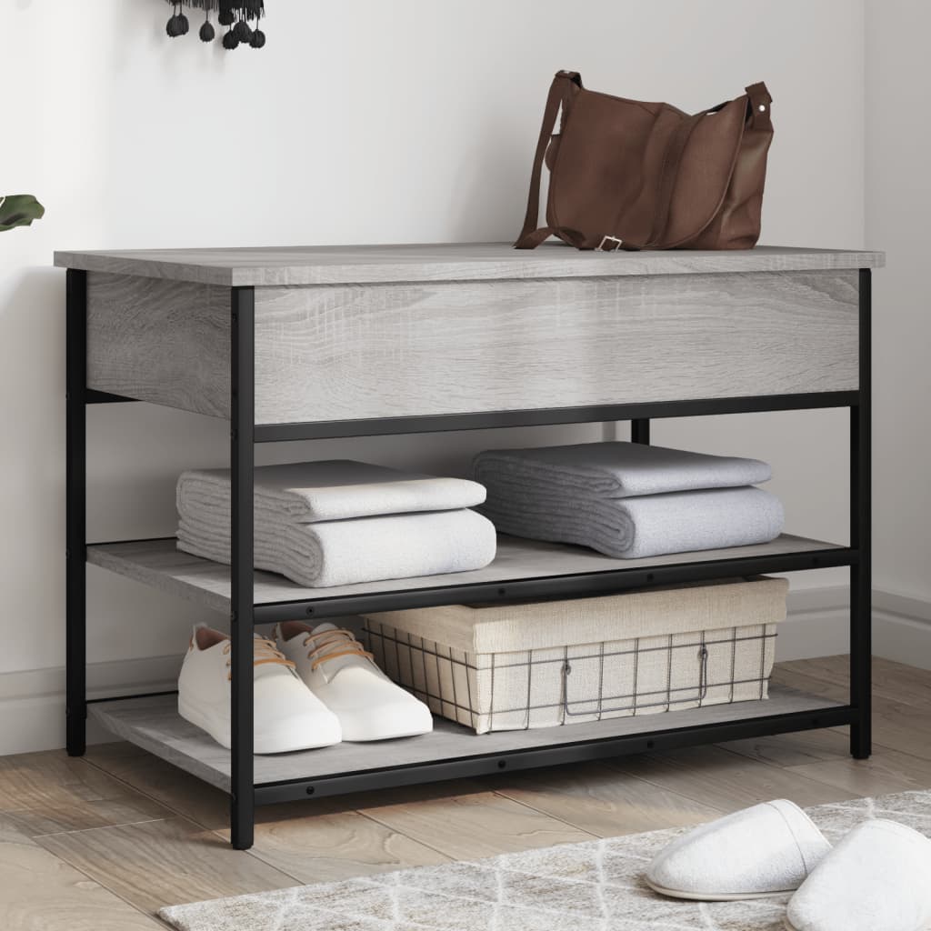 Schoenenbankje 70x42,5x50 cm bewerkt hout grijs sonoma eiken is nu te koop bij PeponiXL, paradijselijk wonen!