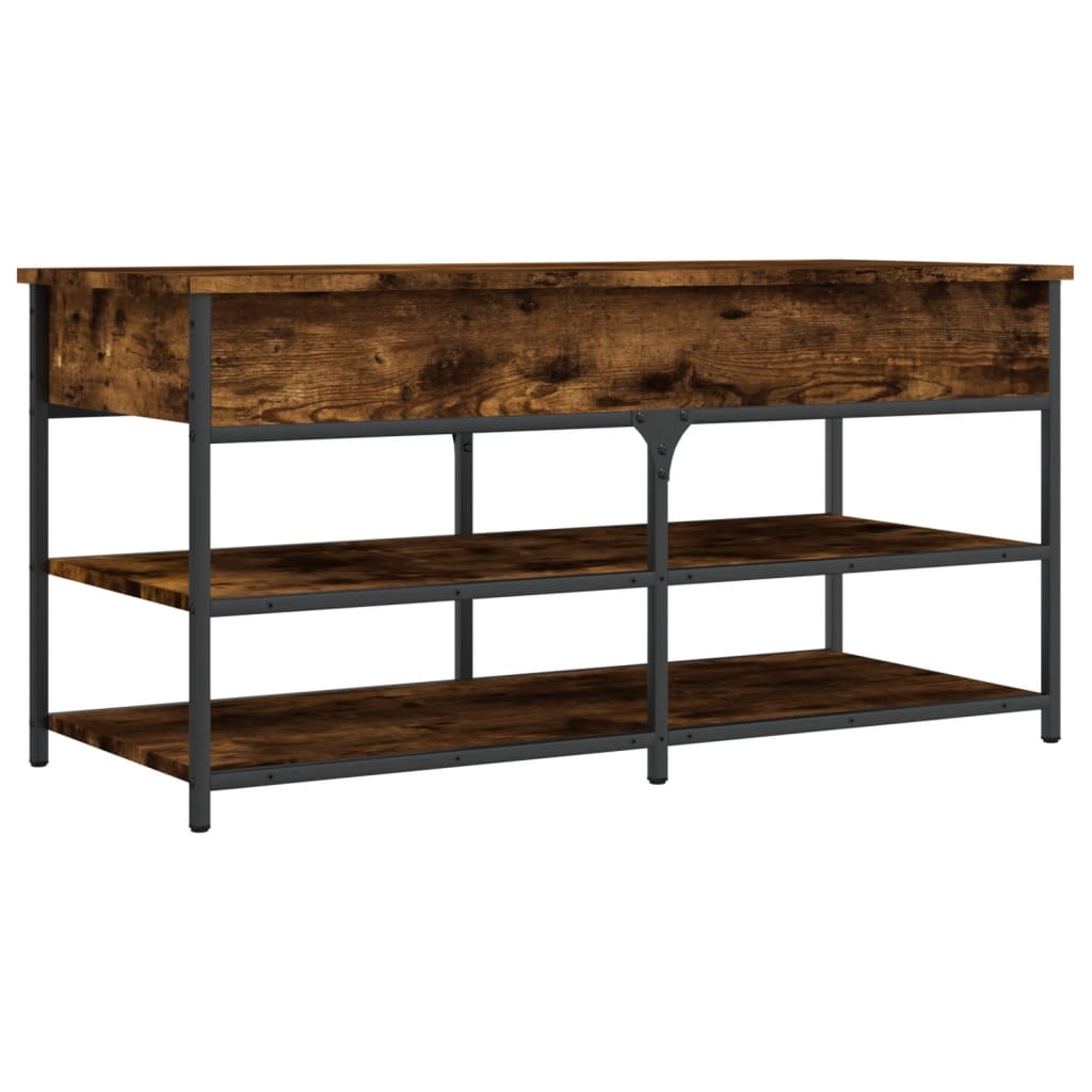 Schoenenbankje 100x42,5x50 cm bewerkt hout gerookt eikenkleurig is nu te koop bij PeponiXL, paradijselijk wonen!