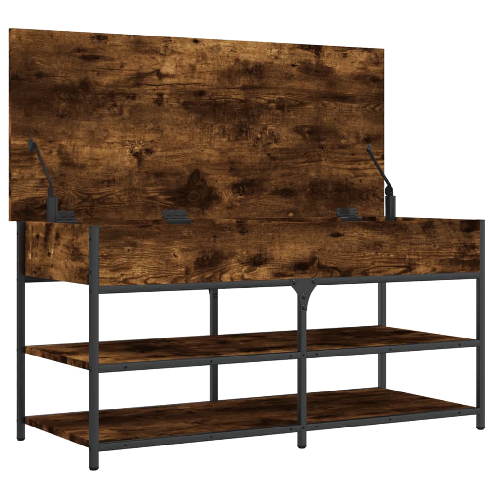 Schoenenbankje 100x42,5x50 cm bewerkt hout gerookt eikenkleurig is nu te koop bij PeponiXL, paradijselijk wonen!