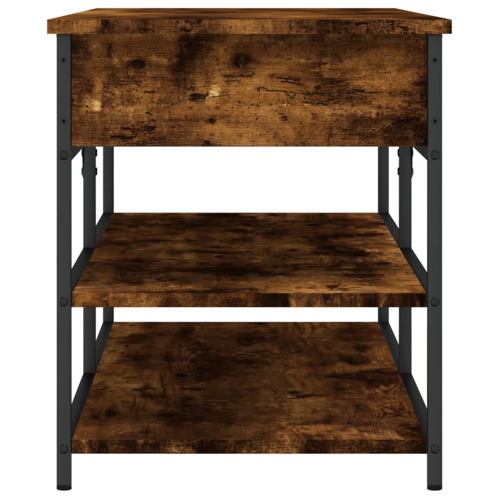 Schoenenbankje 100x42,5x50 cm bewerkt hout gerookt eikenkleurig is nu te koop bij PeponiXL, paradijselijk wonen!