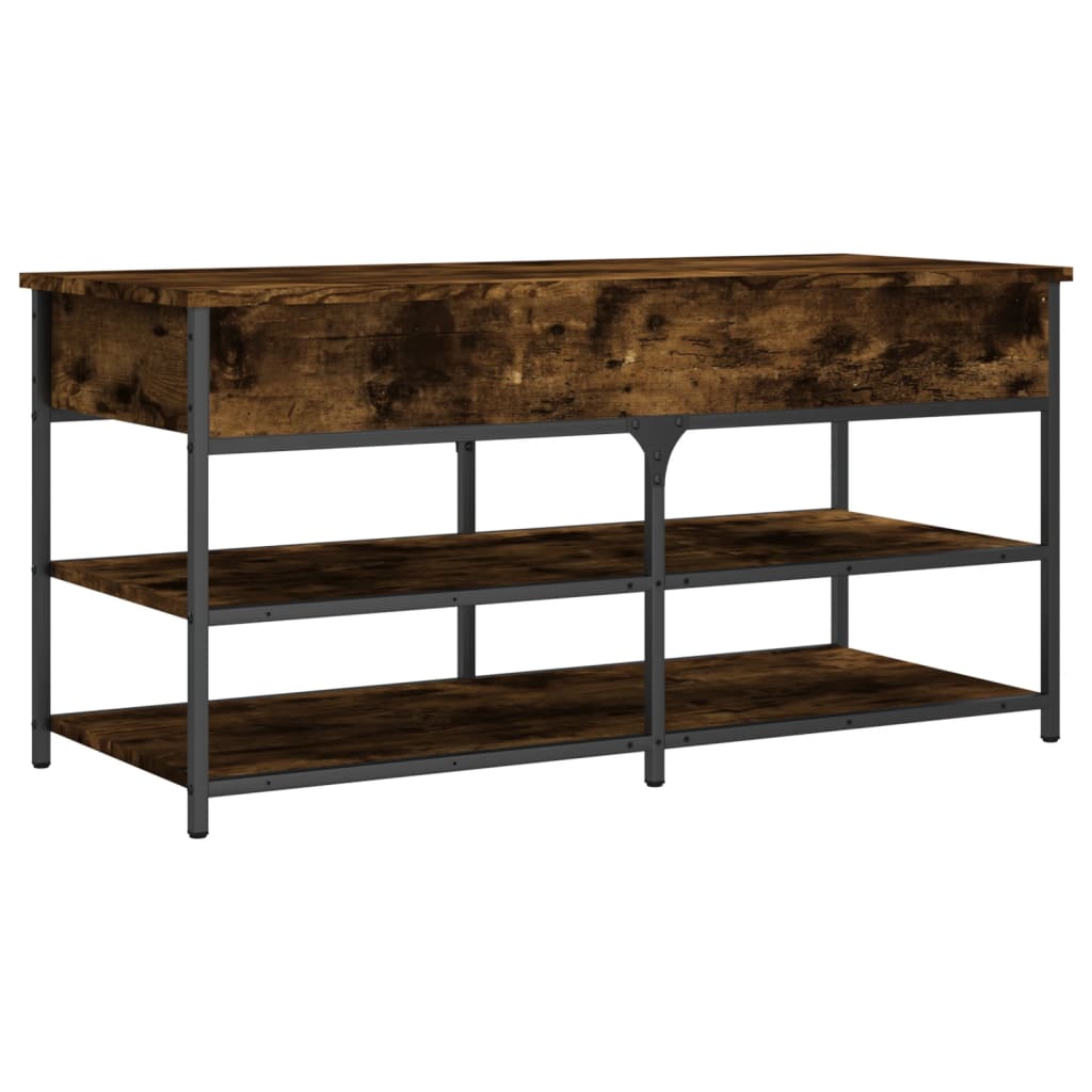 Schoenenbankje 100x42,5x50 cm bewerkt hout gerookt eikenkleurig is nu te koop bij PeponiXL, paradijselijk wonen!