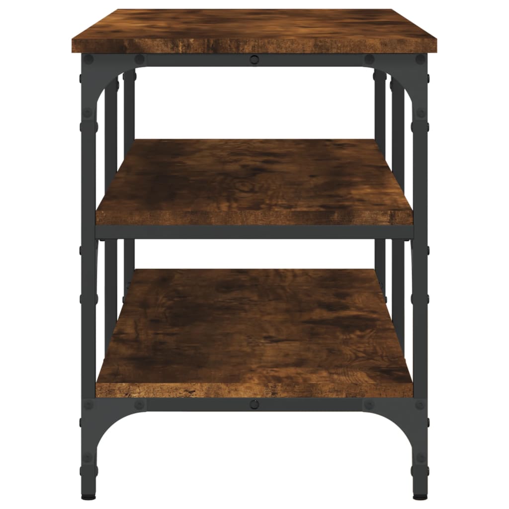 Schoenenbankje 100x38,5x49 cm bewerkt hout gerookt eikenkleurig is nu te koop bij PeponiXL, paradijselijk wonen!