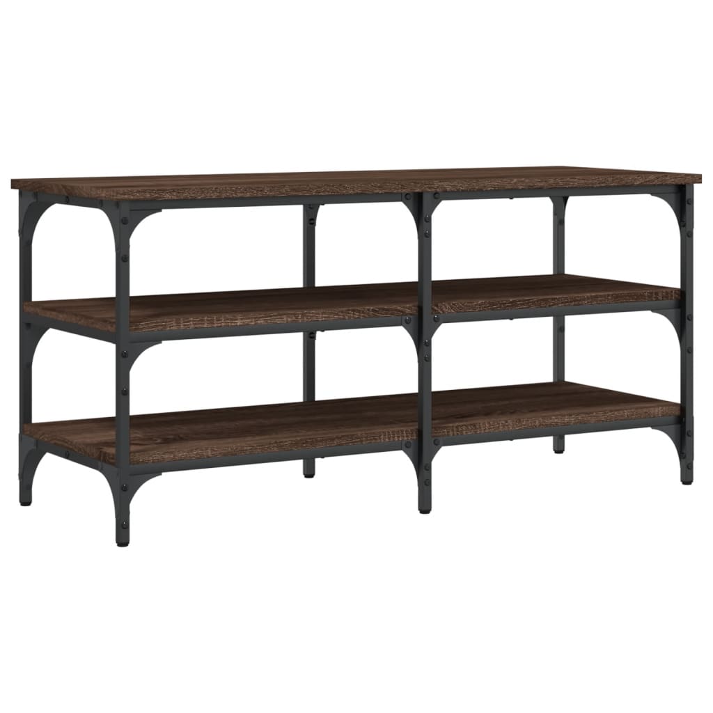Schoenenbankje 100x38,5x49 cm bewerkt hout bruin eikenkleur is nu te koop bij PeponiXL, paradijselijk wonen!