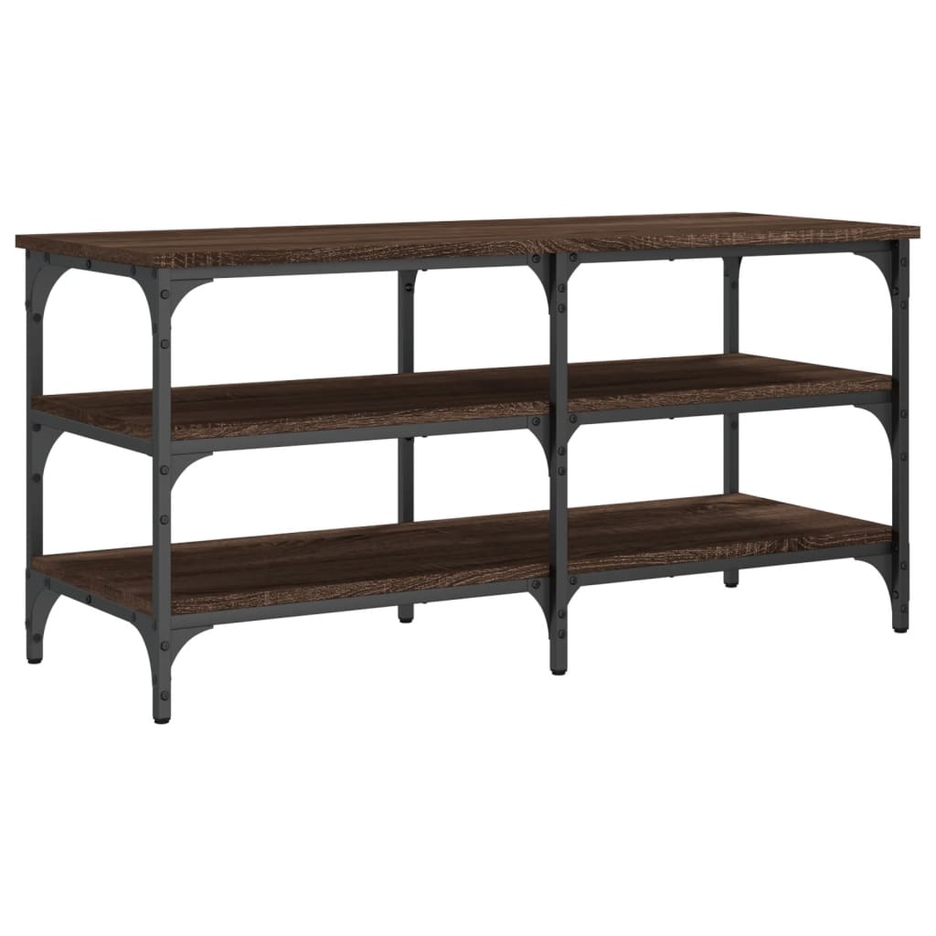Schoenenbankje 100x38,5x49 cm bewerkt hout bruin eikenkleur is nu te koop bij PeponiXL, paradijselijk wonen!