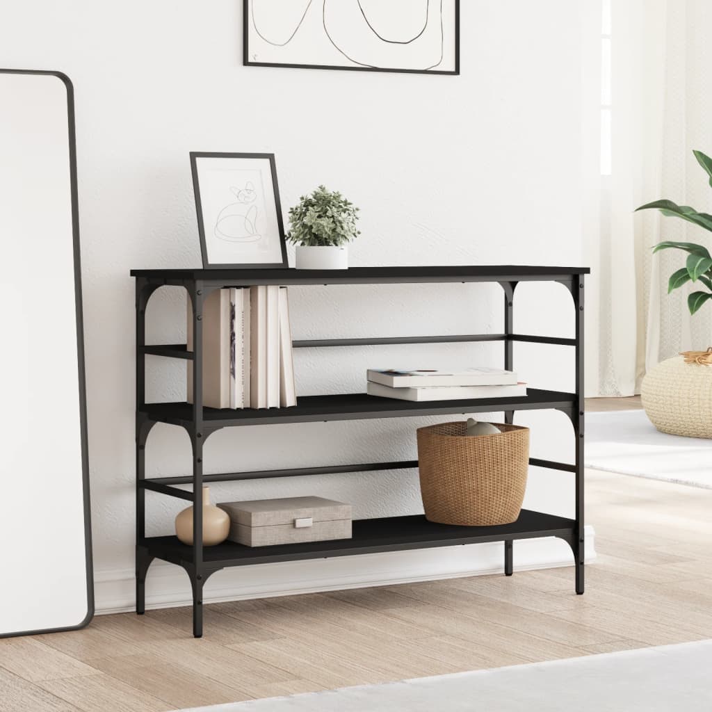 Wandtafel 100x32x75 cm bewerkt hout zwart is nu te koop bij PeponiXL, paradijselijk wonen!