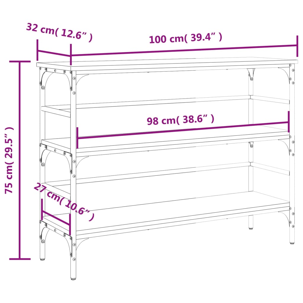 Wandtafel 100x32x75 cm bewerkt hout zwart is nu te koop bij PeponiXL, paradijselijk wonen!