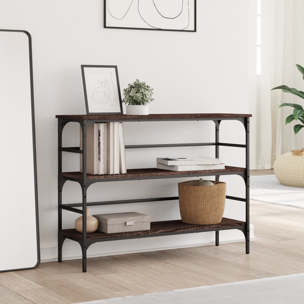 Wandtafel 100x32x75 cm bewerkt hout bruin eikenkleur is nu te koop bij PeponiXL, paradijselijk wonen!