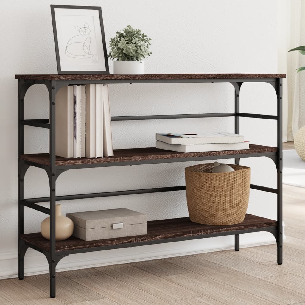 Wandtafel 100x32x75 cm bewerkt hout bruin eikenkleur is nu te koop bij PeponiXL, paradijselijk wonen!