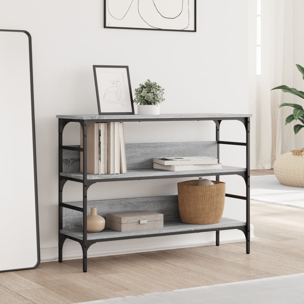 Wandtafel 100x32x75 cm bewerkt hout grijs sonoma eikenkleurig is nu te koop bij PeponiXL, paradijselijk wonen!