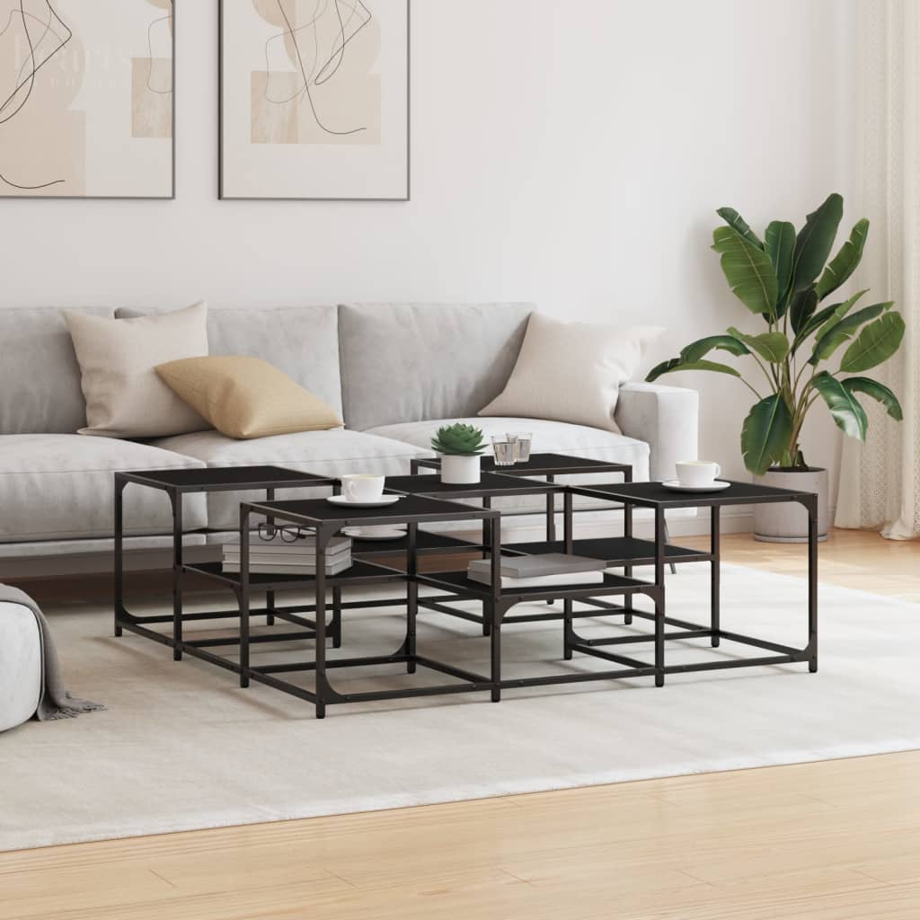 Salontafel 121x121x40 cm bewerkt hout zwart is nu te koop bij PeponiXL, paradijselijk wonen!