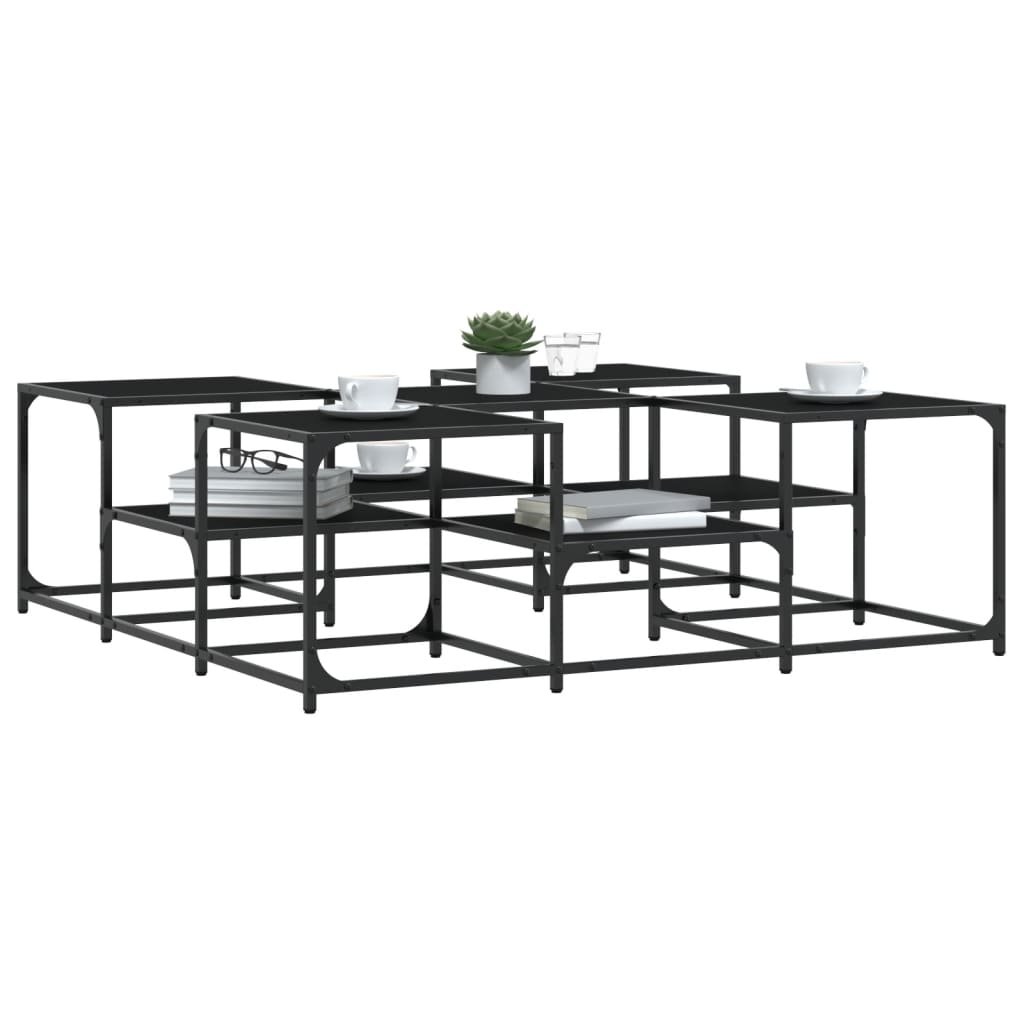 Salontafel 121x121x40 cm bewerkt hout zwart is nu te koop bij PeponiXL, paradijselijk wonen!