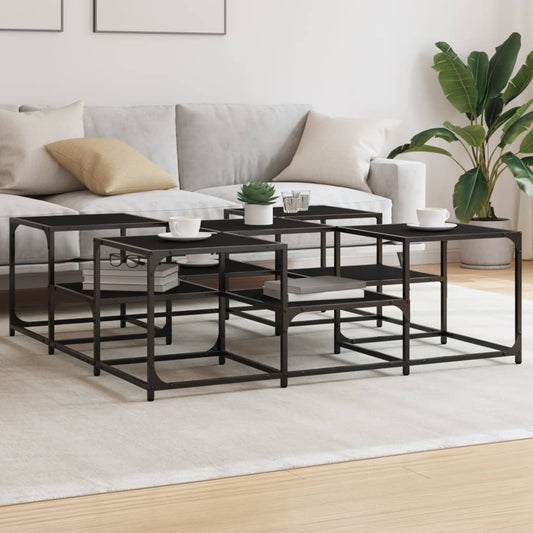 Salontafel 121x121x40 cm bewerkt hout zwart is nu te koop bij PeponiXL, paradijselijk wonen!