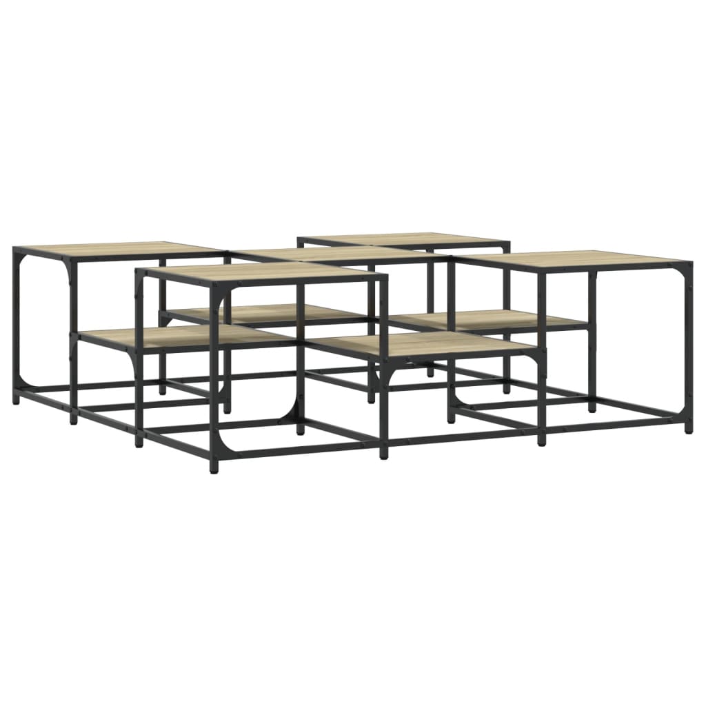 Salontafel 121x121x40 cm bewerkt hout sonoma eikenkleurig is nu te koop bij PeponiXL, paradijselijk wonen!