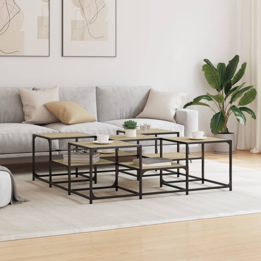 Salontafel 121x121x40 cm bewerkt hout sonoma eikenkleurig is nu te koop bij PeponiXL, paradijselijk wonen!