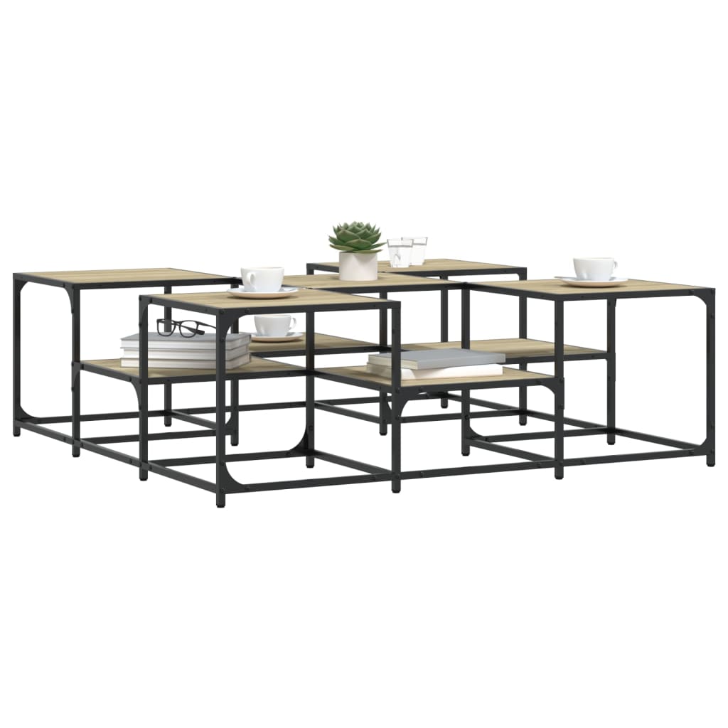 Salontafel 121x121x40 cm bewerkt hout sonoma eikenkleurig is nu te koop bij PeponiXL, paradijselijk wonen!