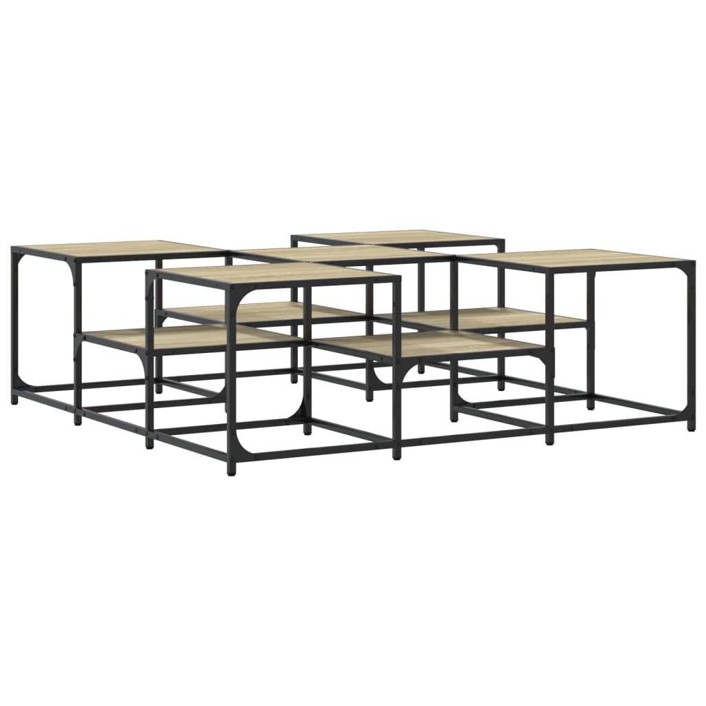 Salontafel 121x121x40 cm bewerkt hout sonoma eikenkleurig is nu te koop bij PeponiXL, paradijselijk wonen!